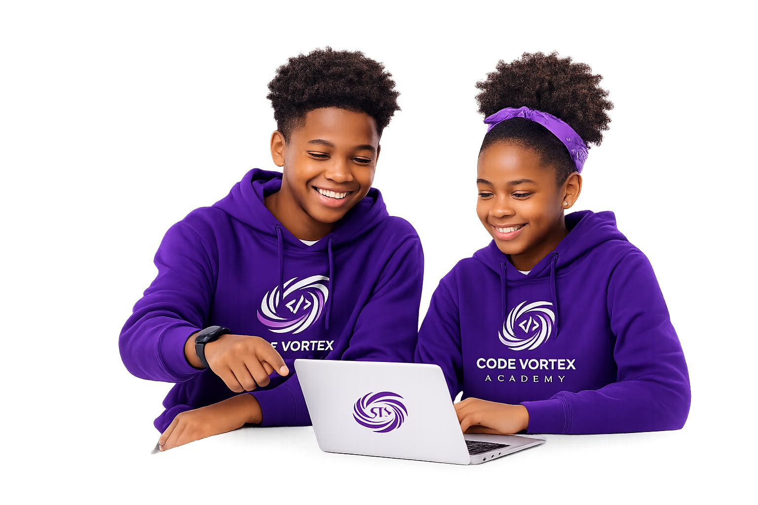 Code Vortex Academy students learning technology